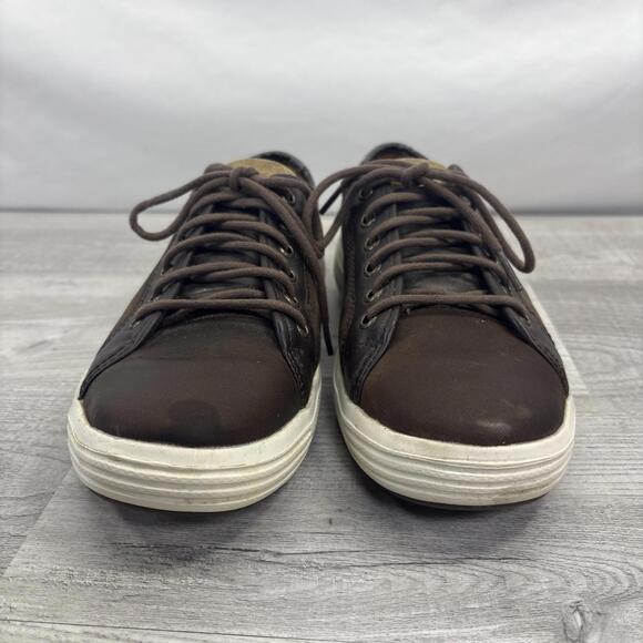 Men Sz 8 Skechers Porter Ressen Dark  Brown Leather Lace Up Sneaker 64737 - Picture 2 of 16